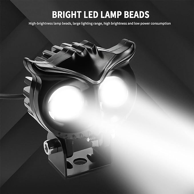 2 Led OWL Shape Fog White/Yellow light High & Low Beam With On-Off Switch Button Fog Lamp, Dash Light, Back Up Lamp Motorbike, Car, Truck LED (Pack of 2)