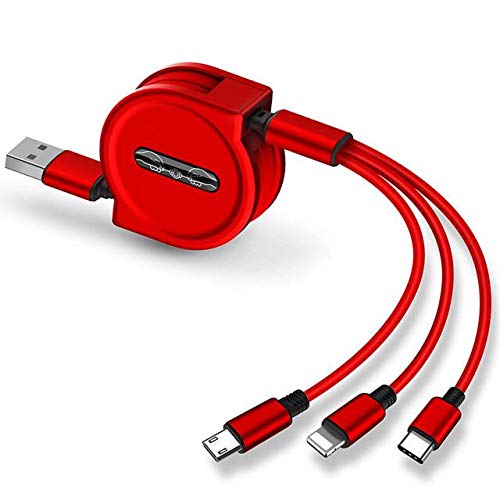 Multi Charging Cable, 3 in 1 Nylon Braided Fast Charging Cable for iPhone Micro USB Type C Mobile Phone | Colour may vary |