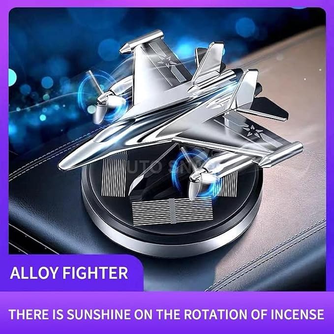 Car Air Freshener Fighter Aeroplane Perfume Solar Power Plane Diffuser Airplane Sliver Fragrance Aircraft Dashboard Perfume with Refills (10ml) multicolor