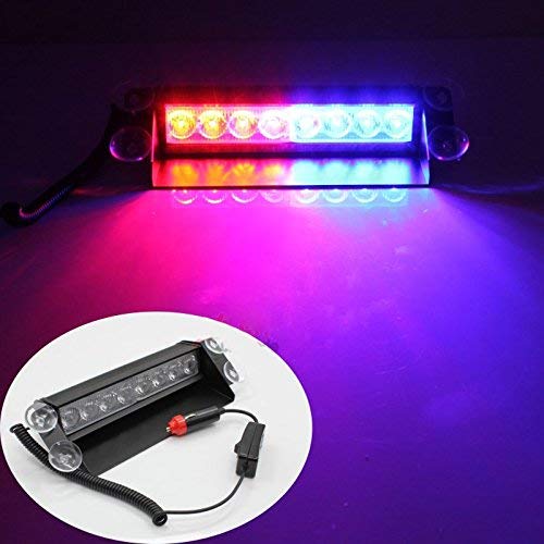 Waterproof 8 LED Red Blue Police Flashing Light for All Cars