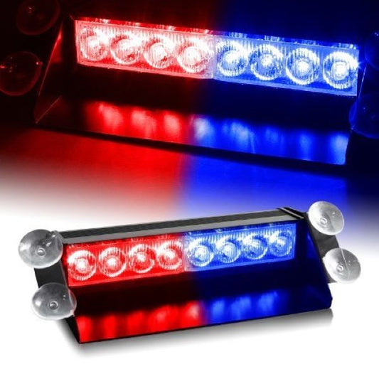 Waterproof 8 LED Red Blue Police Flashing Light for All Cars