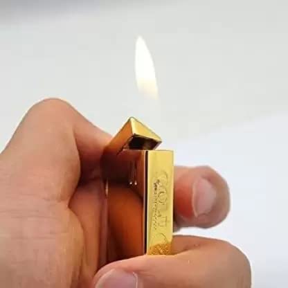 Gold Bar Long Refillable Lighter Butane Gas System Gold Polishing Cigarette Pocket Lighter