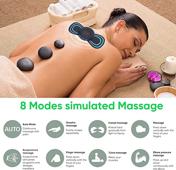 Mini Massager with 8 Modes and 19 Strength Levels, Rechargeable Electric Massager Sticker, Cordless Massager, Portable Body Massage Patch For Men, Women, Shoulder,Arms,Legs,Neck Full Body