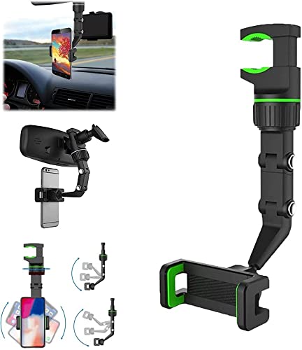 Car Phone Holder for Car Rear View Mirror | Full Rotation Adjustable Mount 360 Degree Rotation Mobile. (Black)