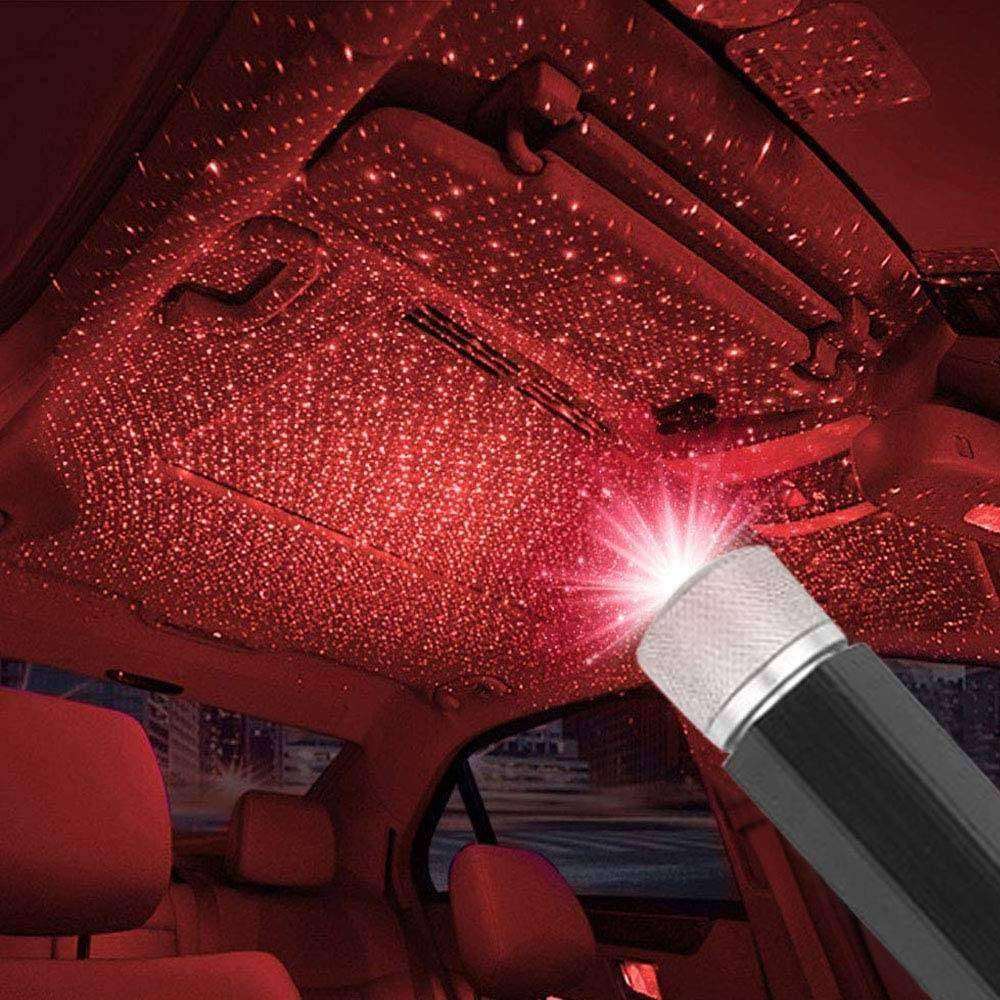 USB Star Projector Interior Car Roof Night Lights for Decorations,Red