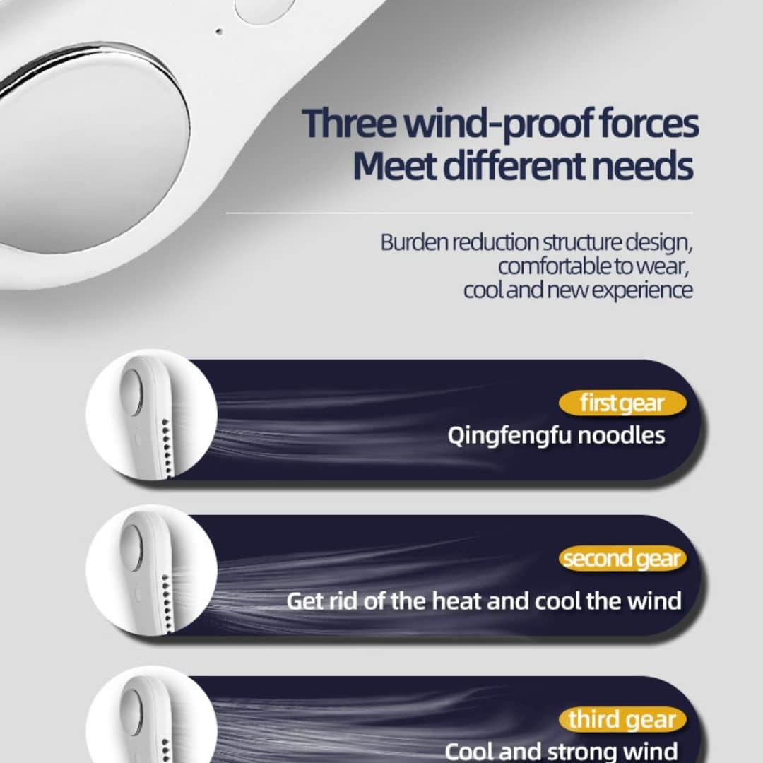 Portable Neck Fan, Hands Free Wearable Bladeless Fan, Ultra Light Rechargeable Mini USB Fan for Travel/Home/Office, 3 Speeds