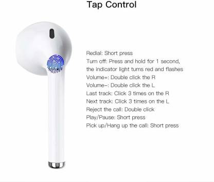 i12 Bluetooth Ear Buds Bluetooth Headset in Ear Earbuds with Mic Touch Sensor