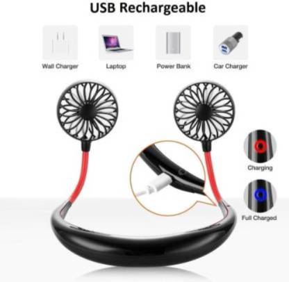 Hand Free Neck Fan, Rechargeable Mini USB Personal Fan with 360 Rotation, 3 Adjustable Speeds for Home, Sport, Camping, Beach, Travel, Office( Multicolor)